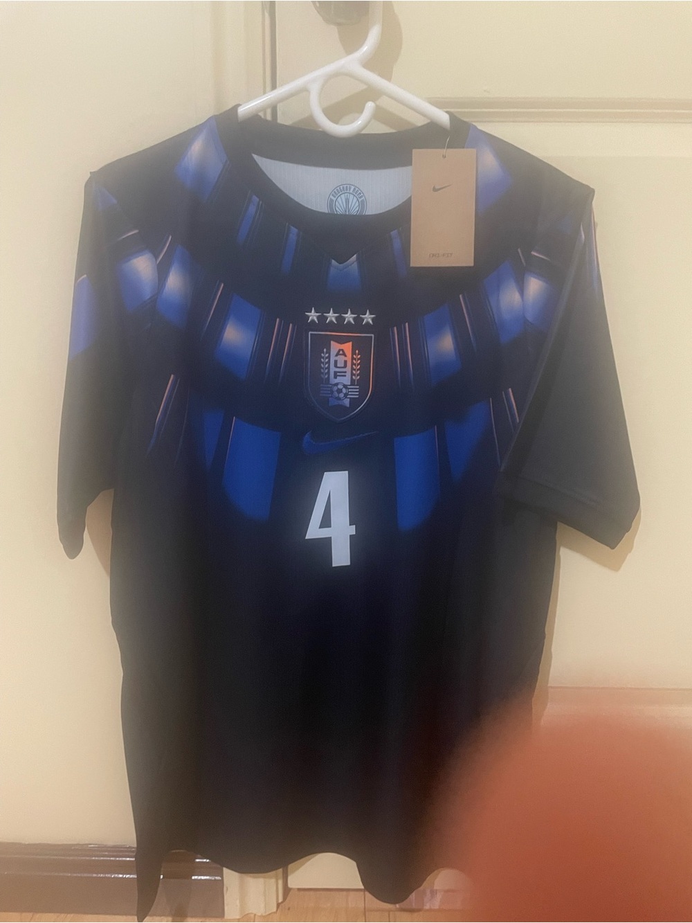 Nike Black & Blue Graphic Soccer Jersey with Araujo 4
